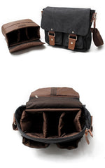 Waxed Canvas Leather Mens Small DSLR Camera Bags Side Bag Messenger Bag Shoulder Bag For Men