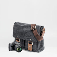 Waxed Canvas Leather Mens Small DSLR Camera Bags Side Bag Messenger Bag Shoulder Bag For Men - imessengerbags