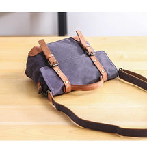 Canvas Leather Mens Womens Small Side Bag Green Courier Bag Messenger Bag for Men - imessengerbags