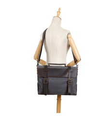 Washed Canvas Leather Mens Side Bag 14‘’ Messenger Bag Computer Bag For Men - imessengerbags