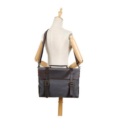 Washed Canvas Leather Mens Side Bag 14‘’ Messenger Bag Computer Bag For Men