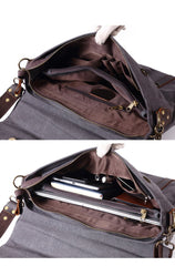 Washed Canvas Leather Mens Side Bag 14‘’ Messenger Bag Computer Bag For Men - imessengerbags