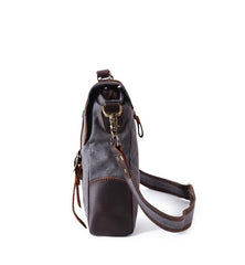 Washed Canvas Leather Mens Side Bag 14‘’ Messenger Bag Computer Bag For Men - imessengerbags