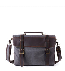 Washed Canvas Leather Mens Side Bag 14‘’ Messenger Bag Computer Bag For Men - imessengerbags