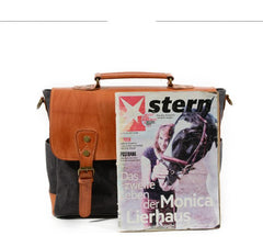 Waxed Canvas Leather Mens Retro 14'' Handbag Messenger Bag Computer Bag For Men