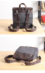 Canvas Leather Mens Womens Small 13'' School Backpack College Backpack for Men - imessengerbags