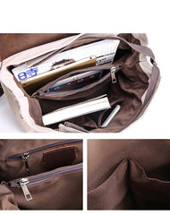 Canvas Leather Mens Womens Small 13'' School Backpack College Backpack for Men - imessengerbags
