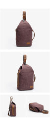 Canvas Leather Mens White Chest Bag One Shoulder Backpack Green Sling Bag for Men - imessengerbags