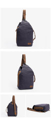 Canvas Leather Mens White Chest Bag One Shoulder Backpack Green Sling Bag for Men - imessengerbags