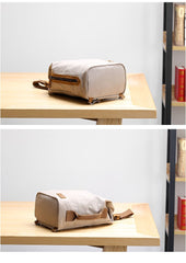 Canvas Leather Mens White Chest Bag One Shoulder Backpack Green Sling Bag for Men - imessengerbags