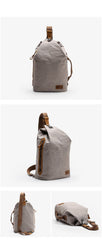 Canvas Leather Mens White Chest Bag One Shoulder Backpack Green Sling Bag for Men - imessengerbags