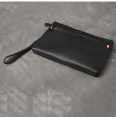 Black Leather Mens Business Clutch Bag Wristlet Clutch Wallet For Men - imessengerbags