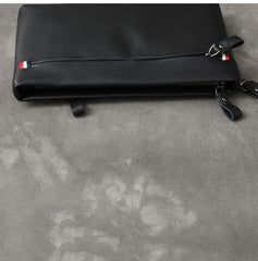 Black Leather Mens Business Clutch Bag Wristlet Clutch Wallet For Men - imessengerbags