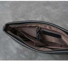Black Leather Mens Business Clutch Bag Mini Tablet Clutch Wallet For Men - imessengerbags