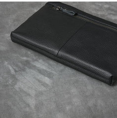 Black Leather Mens Business Clutch Bag Mini Tablet Clutch Wallet For Men - imessengerbags
