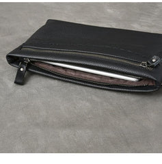 Black Leather Mens Multi Layer Business Clutch Wallet Wristlet Wallet For Men - imessengerbags