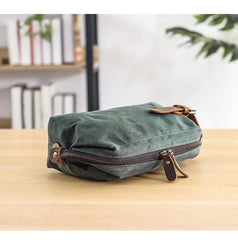 Waxed Canvas Leather Mens Women's Waterproof Cosmetic Bag Clutch Bag Handbag Storage Bag Wash Bag For Men - imessengerbags