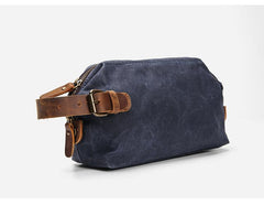 Waxed Canvas Leather Mens Women's Waterproof Cosmetic Bag Clutch Bag Handbag Storage Bag Wash Bag For Men - imessengerbags