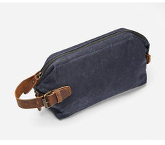 Waxed Canvas Leather Mens Women's Waterproof Cosmetic Bag Clutch Bag Handbag Storage Bag Wash Bag For Men - imessengerbags