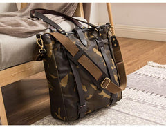 Waxed Canvas Mens Womens Handbag 14'' Tote Bag Camouflage Shoulder Bag Tote Purse For Men - imessengerbags