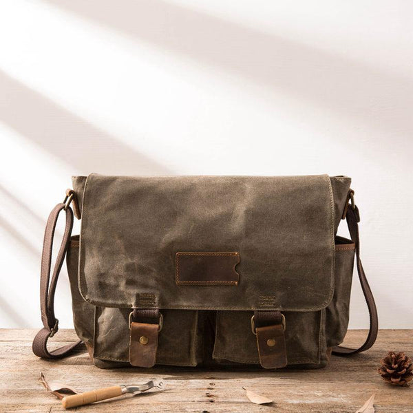 Canvas Leather Mens Vintage 14 Brown Travel Side Bag Black Messenger –  iwalletsmen