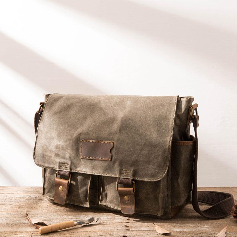 Waxed Canvas Messenger Bags for men Vintage Shoulder Bag for men –  imessengerbags