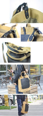 White Canvas Leather Mens Tote Handbags Messenger Bag Khaki Shoulder Tote Bag For Men and Women - imessengerbags