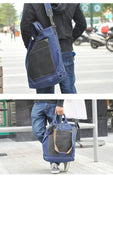 White Canvas Leather Mens Tote Handbags Messenger Bag Khaki Shoulder Tote Bag For Men and Women - imessengerbags