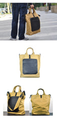 White Canvas Leather Mens Tote Handbags Messenger Bag Khaki Shoulder Tote Bag For Men and Women - imessengerbags
