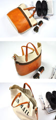 White Leather Canvas Womens Mens Tote Handbag Messenger Bags Shoulder Tote Bag For Men and Women - imessengerbags