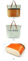 White Leather Canvas Womens Mens Tote Handbag Messenger Bags Shoulder Tote Bag For Men and Women - imessengerbags
