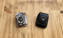 Handmade Mens Black Leather Classic Zippo Lighter Case White Zippo Lighter Holder with Belt Loop - imessengerbags