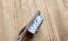 Handmade Mens Black Leather Classic Zippo Lighter Case White Zippo Lighter Holder with Belt Loop - imessengerbags
