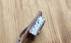 Handmade Mens Black Leather Classic Zippo Lighter Case White Zippo Lighter Holder with Belt Loop