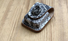 Handmade Mens Black Leather Classic Zippo Lighter Case White Zippo Lighter Holder with Belt Loop - imessengerbags