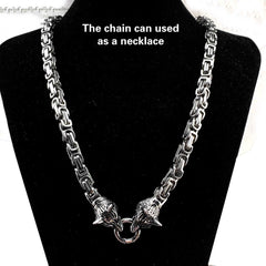 Wolf Head Stainless Steel Heavy STAINLESS STEEL Pants Chain Wallet Chain Double Chain For Men - imessengerbags