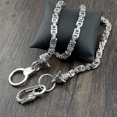 Wolf Head Stainless Steel Heavy STAINLESS STEEL Pants Chain Wallet Chain Double Chain For Men - imessengerbags
