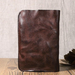 Wrinkled Leather Mens Brown billfold Wallet Front Pocket Leather Black Bifold Wallet Small Wallets for Men - imessengerbags