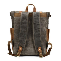 back of waxed canvas backpack