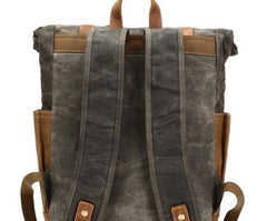 back of waxed cotton rucksack