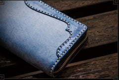 Handmade Leather Mens Chain Biker Wallet Cool Leather Wallet Long Clutch Wallets for Men - imessengerbags
