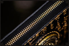 Handmade Leather Tibetan Mens Chain Biker Wallet Cool Leather Wallet Long Clutch Wallets for Men