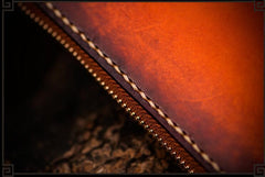 Handmade Leather Mens Cool Long Leather Wallet Zipper Clutch Wallet for Men
