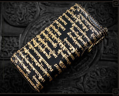 Handmade Leather Tibetan Mens Chain Biker Wallet Cool Leather Wallet Long Clutch Wallets for Men