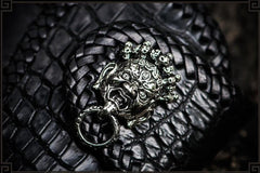 Handmade Leather Small Tooled Mens billfold Wallet Cool Chain Wallet Biker Wallet for Men