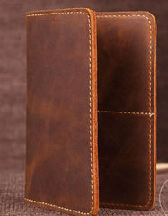 Mens Slim Leather Passport Wallet Bifold Long Passport Wallet Travel Wallet For Men - imessengerbags
