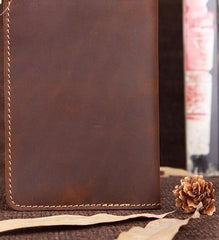 Mens Slim Leather Passport Wallet Bifold Long Passport Wallet Travel Wallet For Men - imessengerbags