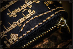 Handmade Leather Tibetan Mens Chain Biker Wallet Cool Leather Wallet Long Clutch Wallets for Men