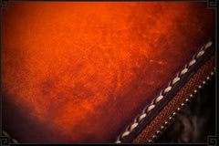 Handmade Leather Mens Cool Long Leather Wallet Zipper Clutch Wallet for Men