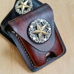 Coffee Handmade Star Leather Classic Zippo Lighter Case Zippo Lighter Holder With Belt Clip Loop For Men